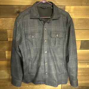 Hart Schaffner Marx Men's Dark Gray Plaid Shacket Button Front Size L